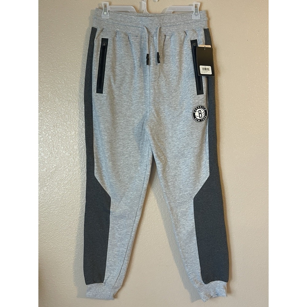 Men's 2XL NWT Brooklyn Nets UNK Colorblock Jogger Pants Gray